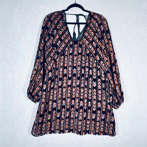 Miss Me Velvet Dress Womens L Puff Sleeve Knee Length Western Boho